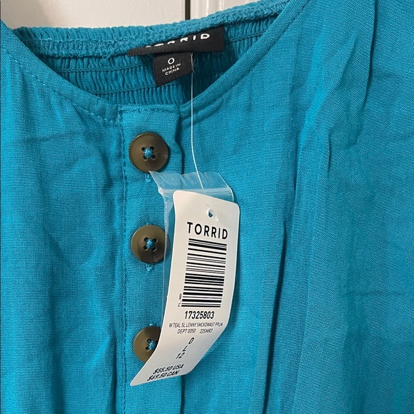 NWT Torrid Turquoise Button-Front Tank Top - Picture 3 of 6